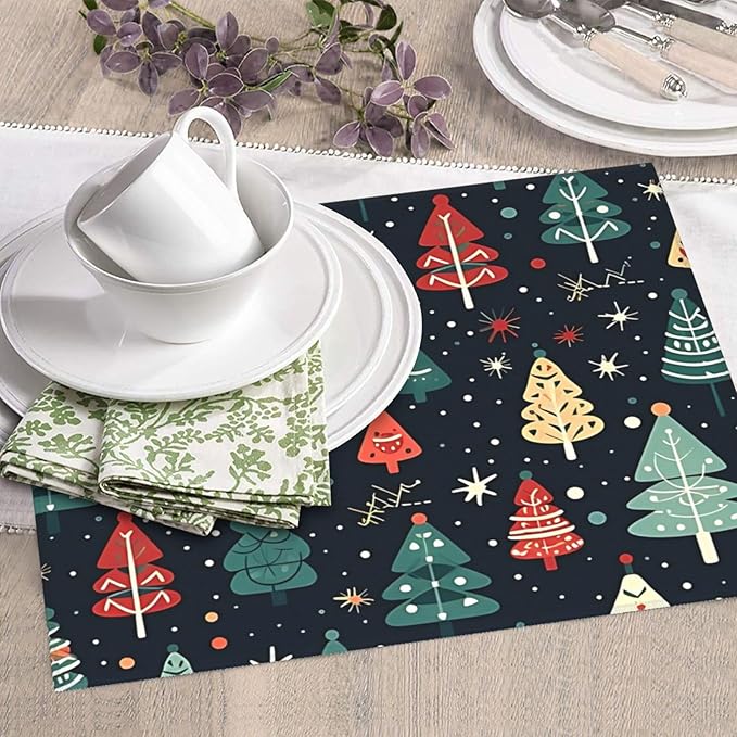 Cute Christmas trees Dish Drying Mat 16x18 inches Microfiber Absorbent Fast Dry Mat for Kitchen Counter Coffee Bar Christmas Large Drying Mat Kitchen Decor Gifts (Christmas Trees, 16x18 inches)