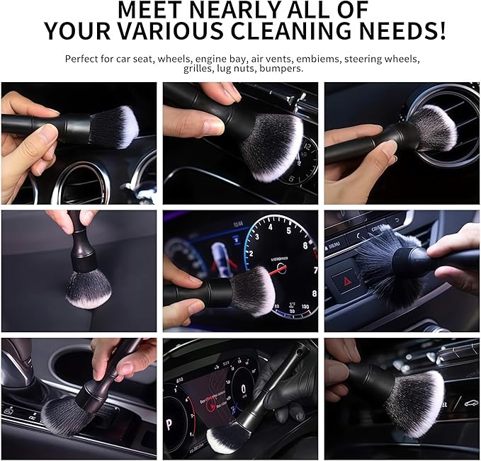 10pcs Auto Car Detailing Brush Set，Professional dusting Brush Suitable for Interior and Exterior car Decoration，Dust Removal and Cleaning Tools