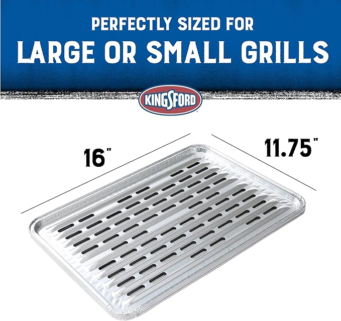 Kingsford Heavy Duty Aluminum Grill Liners | Heavy Duty Grill Liners | Disposable Grilling Liners Prevent Food from Falling Through Grill Grates, Silver (Pack of 12, 48 Count Total)