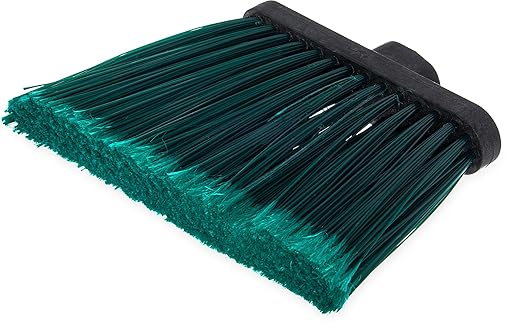 SPARTA 3686709 Duo-Sweep Medium Duty Flagged Angle Broom Head, Polypropylene Bristle, 8" Overall Length x 12" Width, Green (Case of 12)