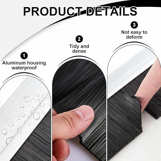 Frienda 2 Set Door Brush Bottom Sweep Brush Weather Stripping Aluminum Door Seal with Screws for Gaps up to 1 Inch, for Home, Commercial Gate, Fill Gaps Dust, Debris (1 x 36 Inch,Silver)