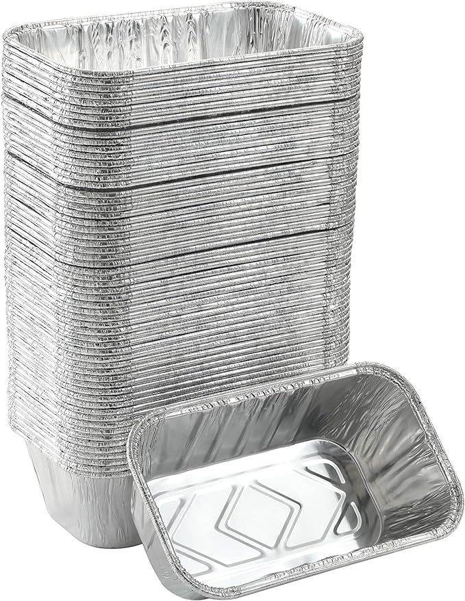 100 Pack 1Lb mini Loaf Pans Heavy Duty Disposable Aluminum Foil Bread Tins Standard Size 6" X 3.5" X 2.5" Oven Safe Sturdy Small Bread Tin Pans 1 Pound Loaf Pans