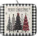 Merry Christmas Tree Dish Drying Mat for Kitchen Counter 16x18 Inch Black Red Grey Xmas Plaid Print Absorbent Reversible Microfiber Drying Mats Kitchen Countertop Protector Dishes Drainer Rack Pad