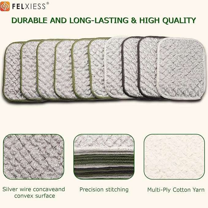 2026 New Double Side Non Scratch Wire Dishcloths,Multipurpose Wire Dishwashing Rags for Wet and Dry, Reusable Metal Dish Cloth,Wire Miracle Cleaning Cloths for Kitchen（10Pcs）