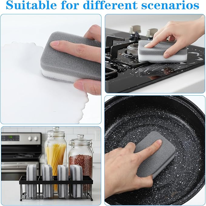 40 Pcs Kitchen Dishwashing Sponge Individually Wrapped Sponges, Bulk Non Scratch Scouring Pad Odor-Free Dish Sponges for Washing Dishes Wipes for Household Cleaning Dishes Travel Apartments, Grey