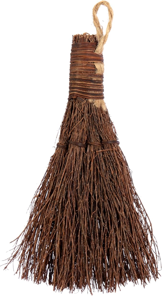 Pumpkin Spice Scented Broom – 6 Inch Rustic Heather Broom with Rope Loop for Easy Hanging – Farmhouse Kitchen Accent, Witchy Halloween Décor, Cozy Holiday Home Decoration & Door Protection