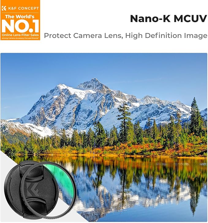 K&F CONCEPT 77mm MC UV Lens Protection Filter with Lens Cap Cleaning Cloth Optical Glass Ultra Slim 18 Multi-Layer Coatings Camera Lens UV Filter (K-Series)