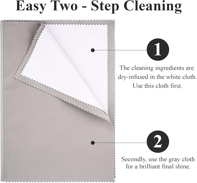 Silver Cleaning Kit with Ultra-Soft Brushes & Polish Cloths – Tarnish Removal for Antique Jewelry, Sterling Silverware, Cutlery & Plateware – Safe for Gold, Diamonds, Platinum, Gemstones & Coins