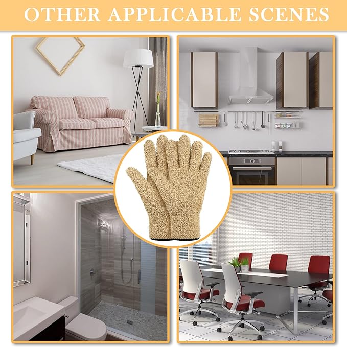 Bencailor 6 Pairs Microfiber Dusting Gloves, Dusting Cleaning Gloves Microfiber Gloves for Plants House Blinds Car Dust Mitt (Fresh Color,Large)