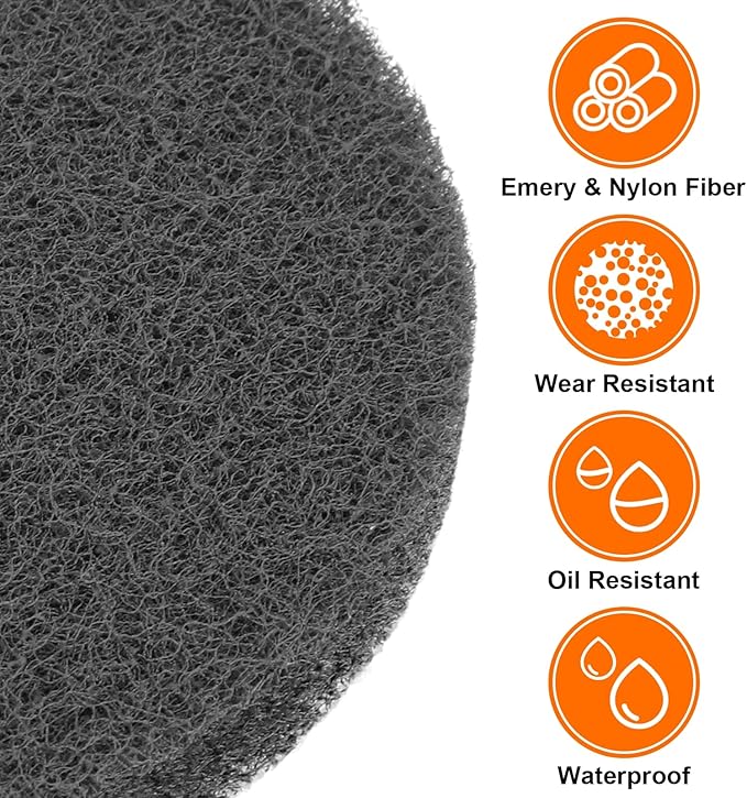 HARFINGTON 20pcs Scrubber Scouring Pads 800 Grits 3 Inch Drill Power Brush Hoop and Loop Surface Conditioning Disc Drill Scuffing Disc Scrub Pads for Home Kitchen Cleaning, Grey