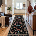 2x6 Floral Runner Rug, Washable Runners for Hallways, Black Vintage Boho Kitchen Rugs, Non Slip Hallway Runner Carpet for Indoor Hallway, Kitchen, Laundry Room and Bathroom(Black 2x6ft)