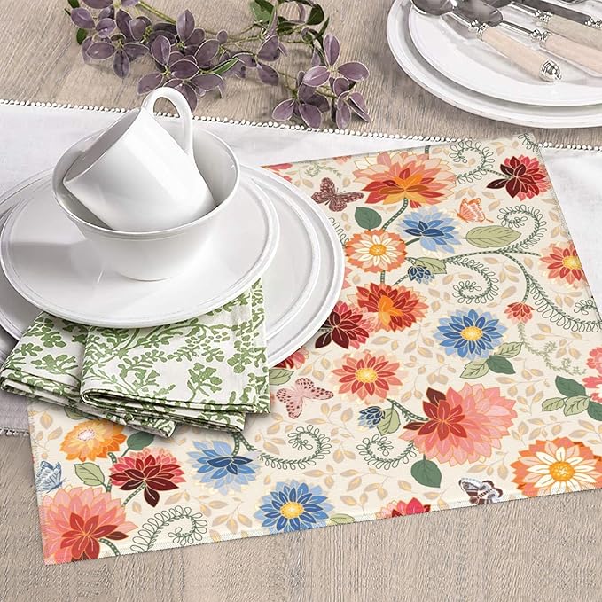Mandala Flowers Dish Drying Mat 16x18 Inch, Microfiber Absorbent Fast Dry Mat Colorful Floral Large Dish Mat Drying Kitchen Mat, Kitchen Drying Pad for Kitchen Counter Coffee Bar Decor Gifts