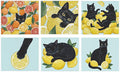 Swedish Dishcloths for Kitchen, 6 Pack Lemon and Balck Cat Reusable Dish Paper Hand Towels Housewarming Gifts, Summer Absorbent Dish Rags for Home Cooking Cleaning