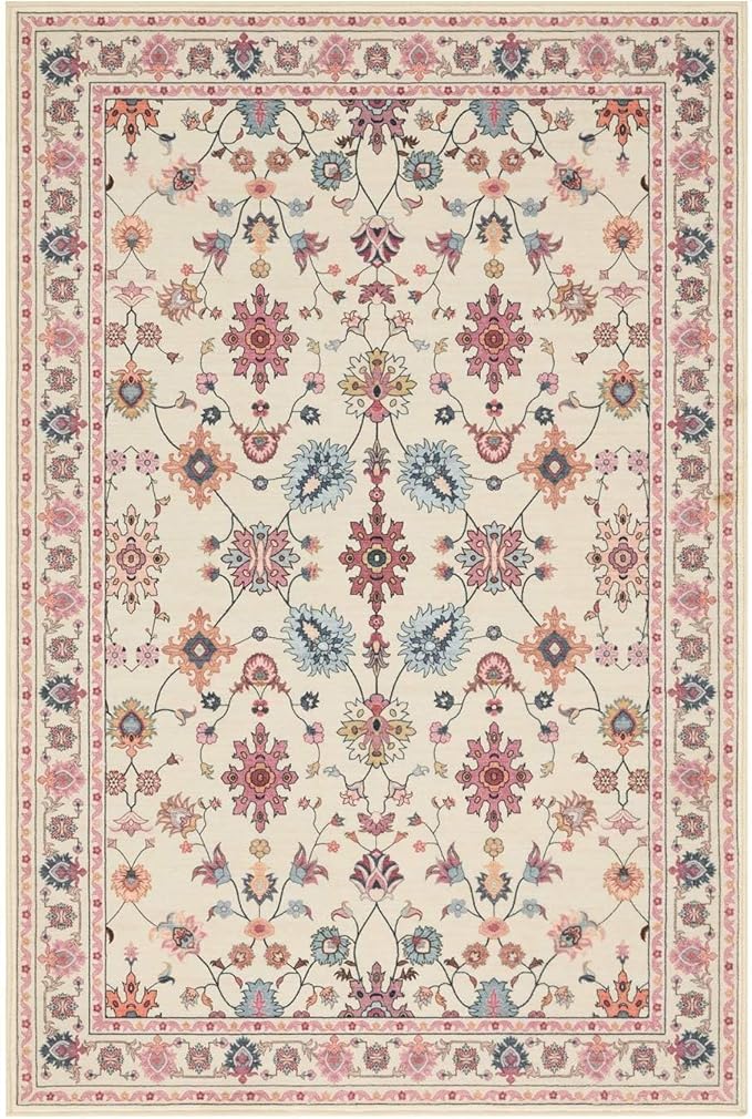 Pink Door Mat Floral Entryway Rug, Washable Samll 2x3 Rug, Boho Front Door Mat, Non Slip Area Rugs, Low Pile Throw Carpet for Indoor Entrance,Bathroom,Girls Room and Kitchen(Blush Pink 2x3ft)