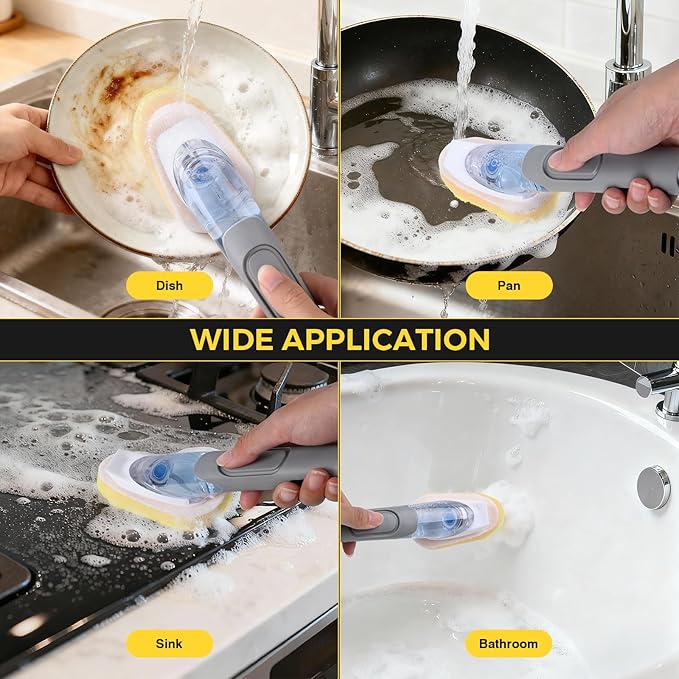 Sponge Refills for Scrub Daddy Dish Daddy - 20 Packs Dish Wand Refills, Scrub Brush Replacement Heads, Dish Brush Replacement Head for Kitchen Cleaning, Yellow (Only Sponge Heads)