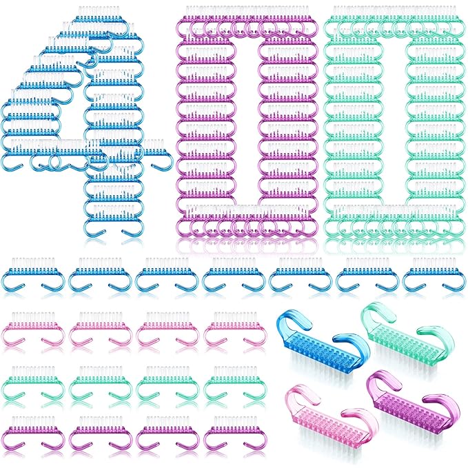 Bokon 400 Pcs Handle Grip Nail Brush Bulk Fingernail Scrub Brush for Toes and Nails Cleaner, Pedicure Scrubbing Tool Kit for Men and Women(Multicolor)