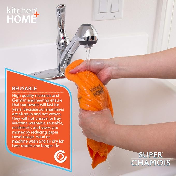 Super Chamois - Super Absorbent Shammy Cleaning Cloth Value 6 Pack - Holds 10x It's Weight in Liquid