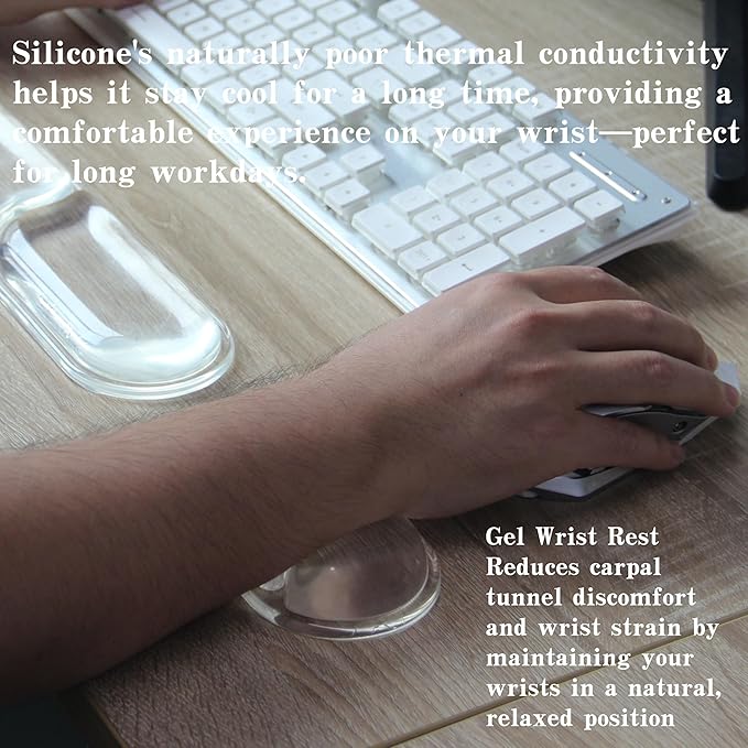 Ergonomic Cooling Gel Mouse Wrist Rest Pad, Arm Support with Non-Slip Base for Desk Cute Accessories (Classic, Transparently, Suitable for Mouse)