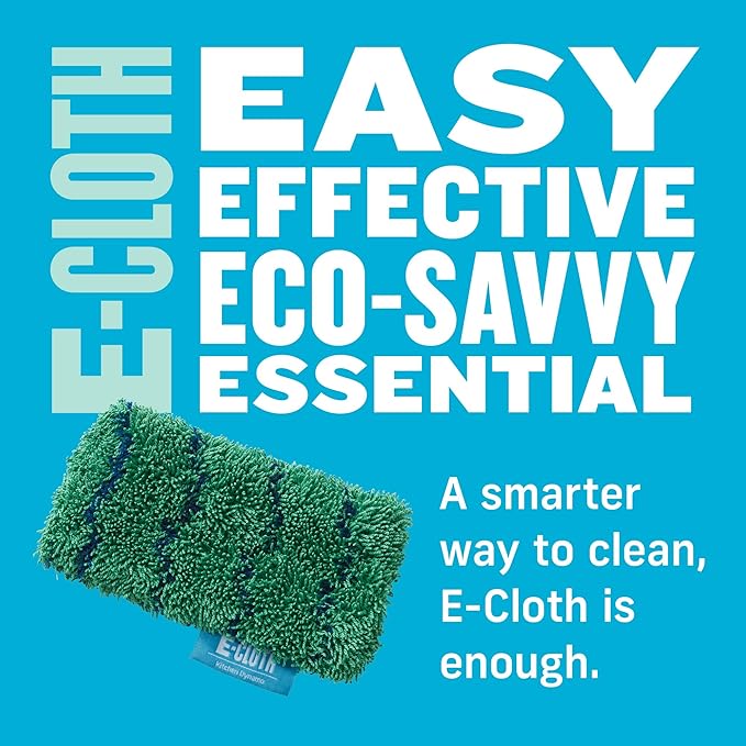 E-Cloth Kitchen Dynamo, Premium Microfiber Non-Scratch Kitchen Dish Scrubber Sponge, Ideal for Dish, Sink and Countertop Cleaning, 100 Wash Guarantee, Green, 4 Pack