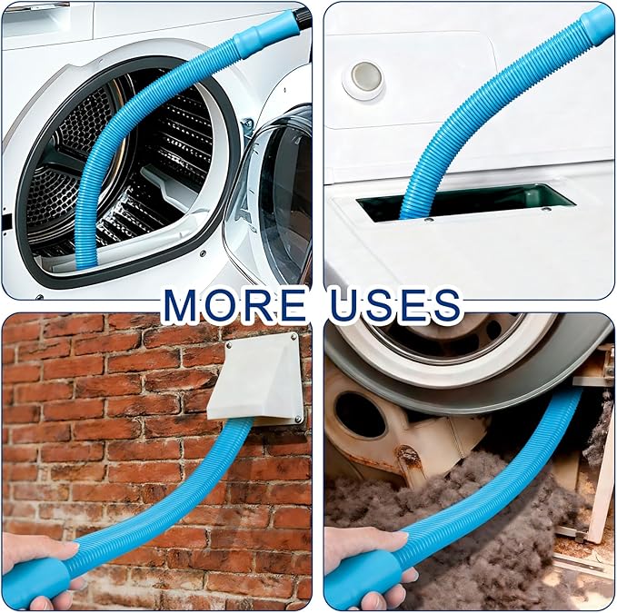 Dryer Vent Cleaner Kit - Dryer Lint Brush and Flexible Vacuum Hose Dryer Lint Vac Attachment with Universal Connector, Dryer Cleaning Tools, Suitable for Most Vacuum Cleaners