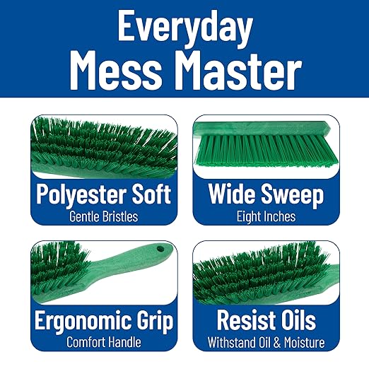 SPARTA Handheld Soft Counter Brush 8 Inch Bristle Span, Multi-Use Dust Brush with 5 Inch Handle for Tables, Countertops, and Delicate Surfaces, Polyester, Green, (Pack of 6)
