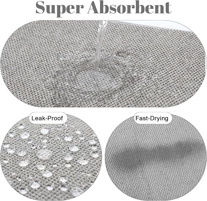 Microfiber Small Dish Drying Mat, 11.8x15.7 Inch Absorbent Dish Drainer Kitchen Counter Protector Gray Dishes Pad for Sinks Countertops Draining Racks