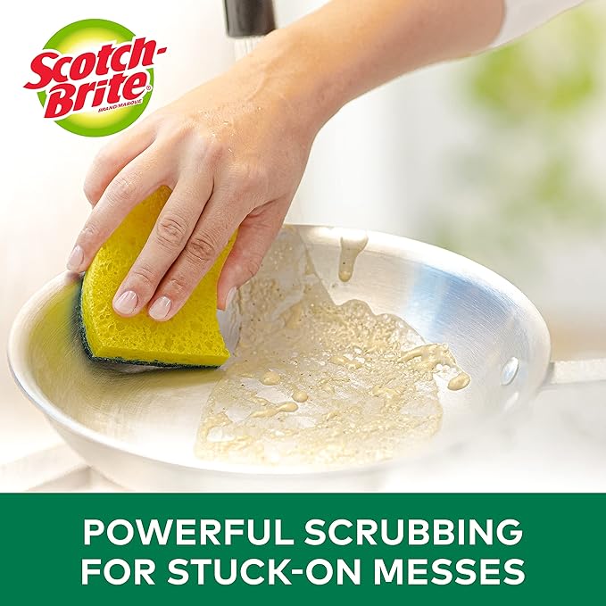 Scotch-Brite MMMHD3 Heavy Duty Scrub Sponge, Yellow & Green, 3 Per Pack