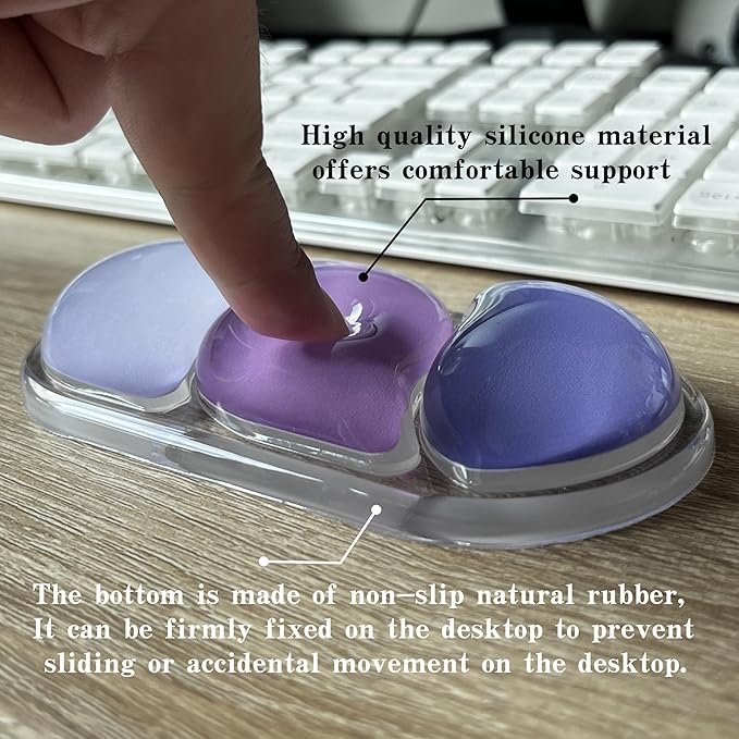 Ergonomic Cooling Gel Mouse Wrist Rest Pad, Arm Support with Non-Slip Base for Desk Cute Accessories (Classic, Purple, Suitable for Mouse)