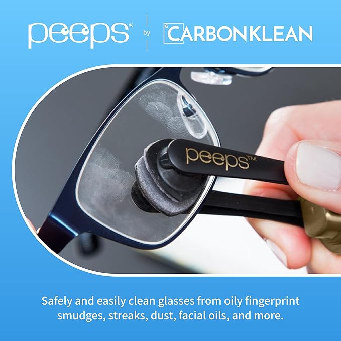 CarbonKlean Peeps Glasses Cleaner - for Eyeglasses, Reading Glasses, and More - Lens Cleaner with Carbon Microfiber Tech - Injected Pink - 2 Count