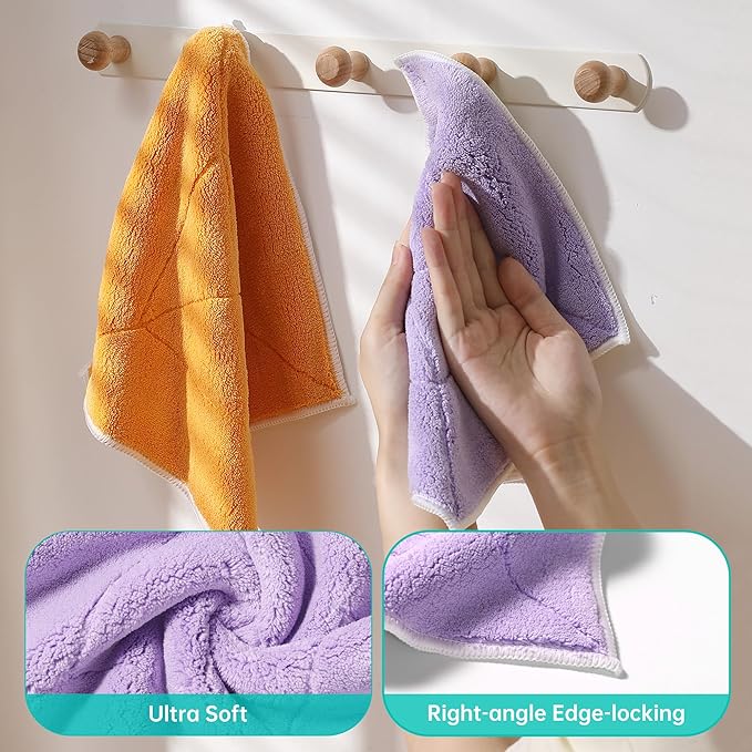 JOYMOOP 10 Pack Microfiber Cleaning Cloth 10” x 10”, Mixed Color Kitchen Towels, Reusable Dish Towels for Kitchen Drying, Washable Dish Rags for Washing Dishes, Absorbent Lint Free Cleaning Cloths