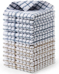 Egles 12 Packs Kitchen Dishcloths, 100% Cotton Grid Terry Dish Cloths 12" x 12" Ultra Soft Super Absorbent Dishrag Reusable Dishcloth, Multi-Purpose Quick Drying Hand Dish Towel Set with Hanging Loop