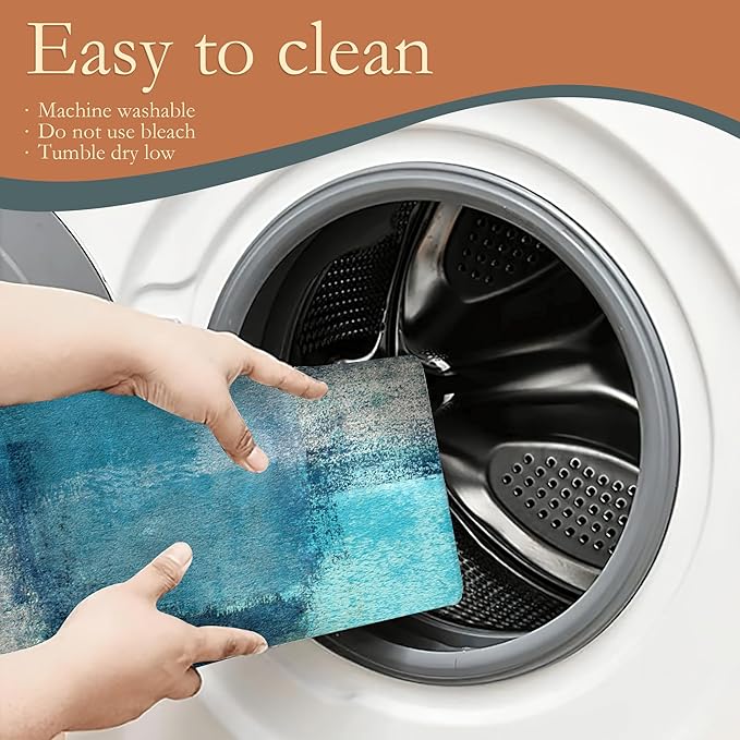 Teal Grey Abstract Art Dish Drying Mat, Drying Rack Pad Countertop Dishes Ultra Absorbent Microfiber Kitchen Counter Mat for Coffee Countertop Decor 18x24 Inch
