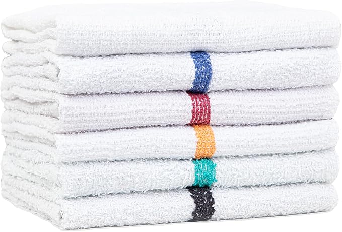 Arkwright Qwick Wick Bar Mop Towels Bulk - (Pallet of 4200) 100% Cotton Quick Dry, Super Absorbent Multipurpose Cleaning Rags for Restaurants, Kitchen, Bathroom, Hotel, 16 x 19 in, Blue Stripe