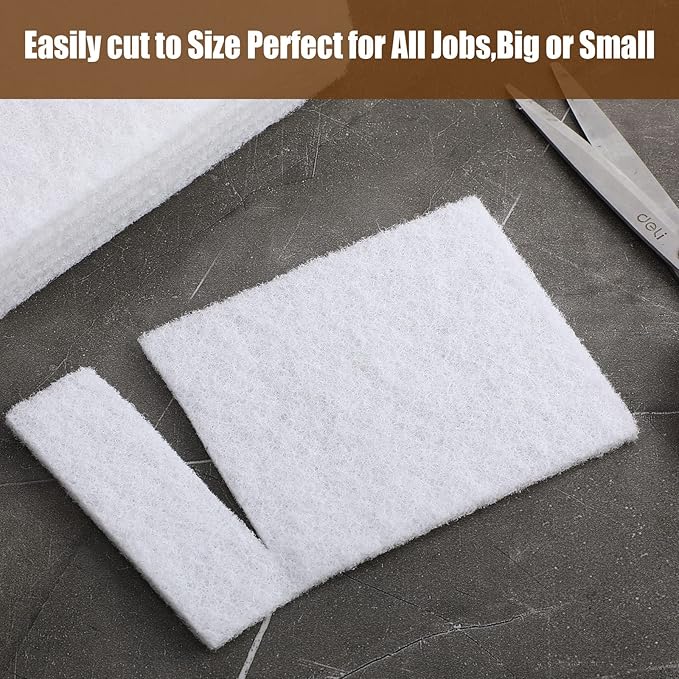 20 Pieces White Scrubbing Pad Non Scratch Scouring Pads Non Woven Scouring Sponge Multipurpose Abrasive Multi Surface Scrubber for Cleaning Polishing(4.5 x 9.8 Inch)