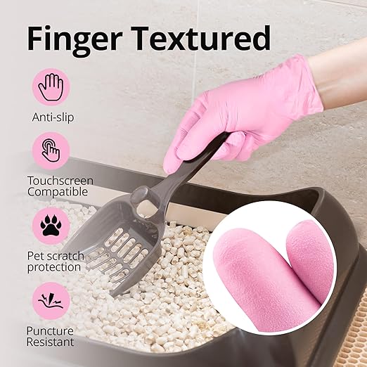 Nitrile Disposable Gloves - Medical Exam Gloves, Latex-Free, Pink, Powder-Free, 50-ct Box (Small)