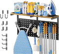 Ironing Board Hanger Wall Mount, Large Storage Iron and Ironing Board Holder, Laundry Room Storage Shelves with Ironing Board Broom Mop Holder, Laundry Accessories Organization and Storage Organizer