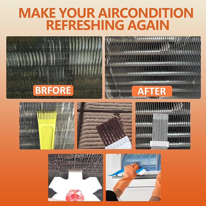 10 Piece Air Conditioner Fin Comb Cleaning Kit AC Coil Cleaning Brush Condenser Fin Straightener Radiator Repair Cleaning Tools Air conditioner, refrigerator, evaporator and radiator repairs