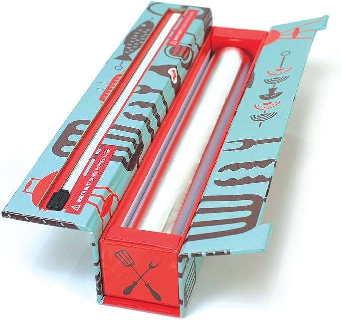 ChicWrap BBQ Tools Refillable Foil Dispenser - One 12"x 30' Roll of Professional Grade Aluminum Foil - Reusable Dispenser w/Slide Cutter - Kosher Certified - Reduces Waste & Saves Money