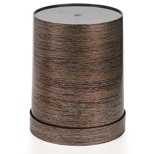 3 Pack Vintage Small Trash Can, 1.7 Gallon Plastic Round Wastebasket, Hipsteen Retro Style Garbage Can, Wood Grain Garbage Bin with Top Ring to Fix Bag for Home Kitchen Office Bathroom