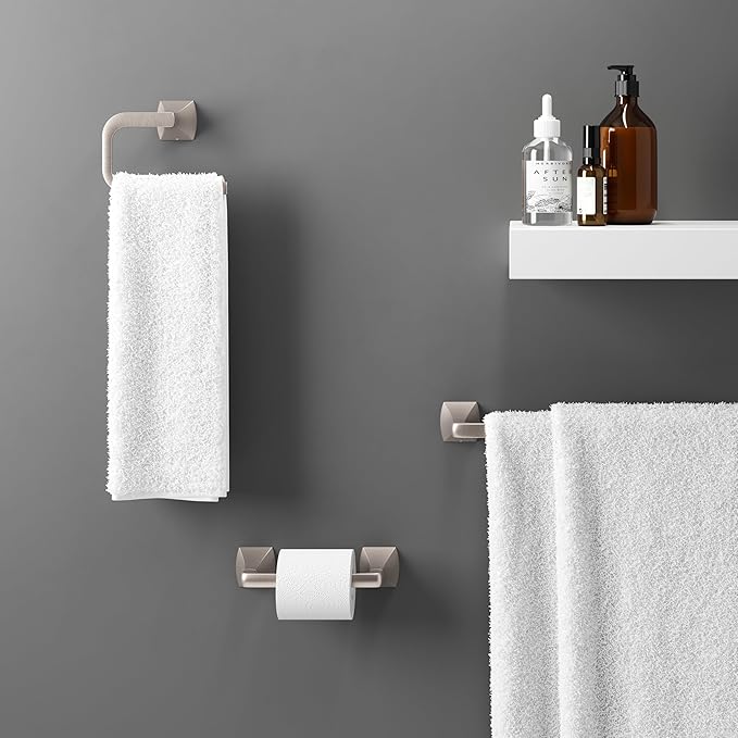 Pfister Bruxie Towel Ring, Hand Towel Holder for Bathroom, Wall-Mounted, Screw-in, Spot Defense Brushed Nickel Finish, BRBBIE0GS