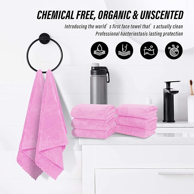 MOONQUEEN 6 Pack Premium Hand Towels - Quick Drying - Microfiber Coral Velvet Highly Absorbent Towels - Multipurpose Use as Hotel, Bathroom, Shower, Spa, Hand Towel 16 x 28 inches (Frozen Berry)