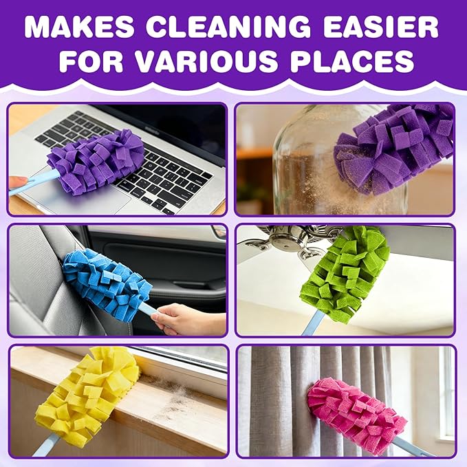Duster Refill Reusable Fleece Duster Refills, Washable 360° Heavy Duty Dusters Refills Cleaning Pads for Home, Blinds, Car, Pet, Furniture, Fans (5 Pack-Mixed Color)
