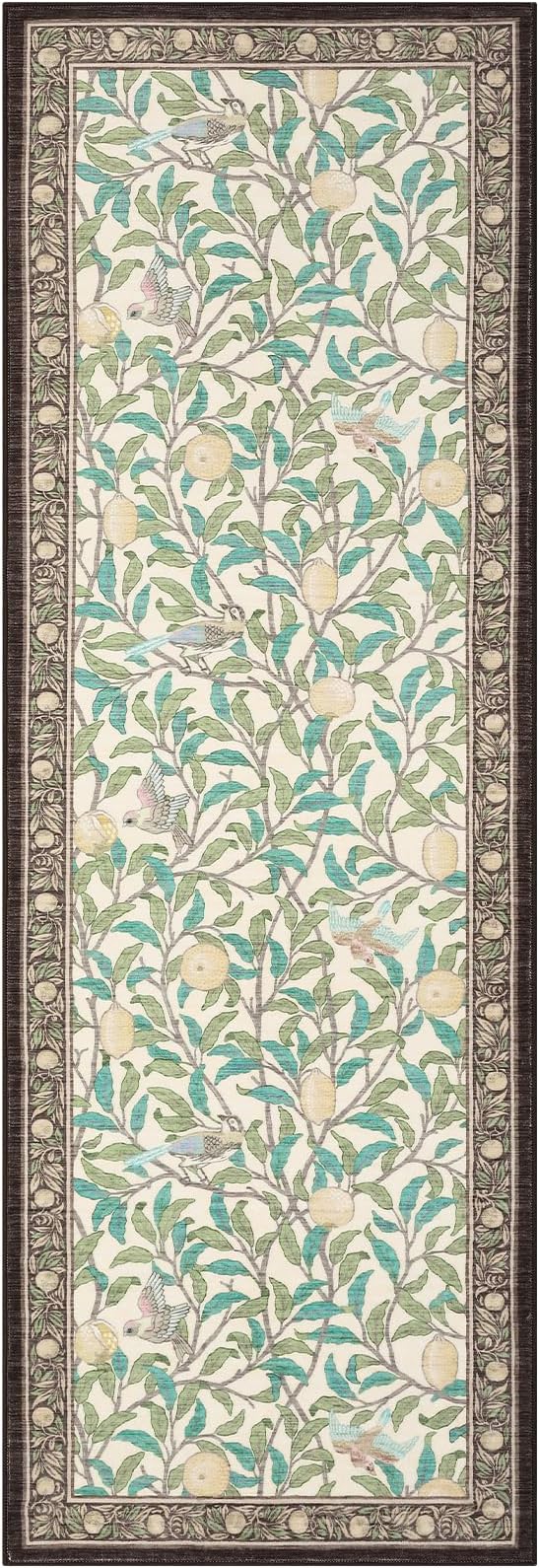 GarveeHome 2x6 Runners for Hallways Non Slip, Boho Leaf Kitchen Runner Rug Washable Rugs for Bedroom, Low Pile Soft Beige Runner Botanical Bird Rug for Dorm Entryway Laundry Room Bedroom