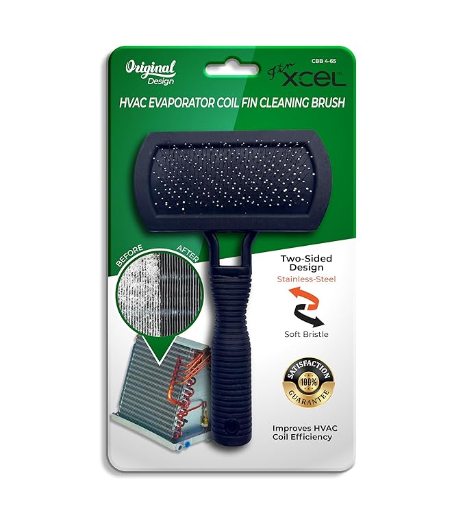 XCEL AC Coil Cleaning Brush & Fin Cleaner Comb – Double-Sided Air Conditioner Coil Brush for Evaporator & Condenser, Stainless Steel Pins, Safe for AC Fins, Heavy Duty HVAC Coil Cleaner Tool