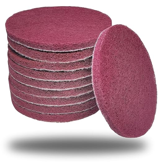 10 PCS 5 Inch 400 Grit Scrubber Scouring Pads Flocking Scuff Pads -Hoop and Loop Scuff Pads Conditioning Discs Polishing Pad for Furniture Automotive Cleaning, Rust Removal