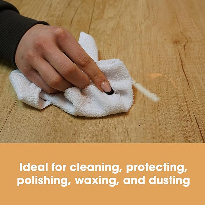 Furniture Clinic Pack of 4 Microfiber Cloths – Lint Free - White Cleaning Cloths - Reusable and Washable