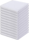 Kitinjoy 100% Cotton Kitchen Dish Cloths (12 X 12 Inches, White), 12 Pack Waffle Weave Ultra Soft Absorbent Dish Towels for Drying Dishes Quick Drying Kitchen Towels Dish Rags