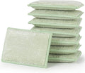 JEBBLAS Bamboo Natural Kitchen Sponges Dish Sponge Cleaning Sponge Heavy Duty Scrub Sponge for Cleaning Kitchen and Household Green (8 Pack)