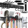 SEDY 48" Heavy Duty Garage Wall Organizer, Wall Mount Tool Storage Rack with Adjustable Hooks, Garden Tool Organizer Hold Up to 300lbs, Easy Installation (8 Hooks, 3 Rails, 3 Straps)