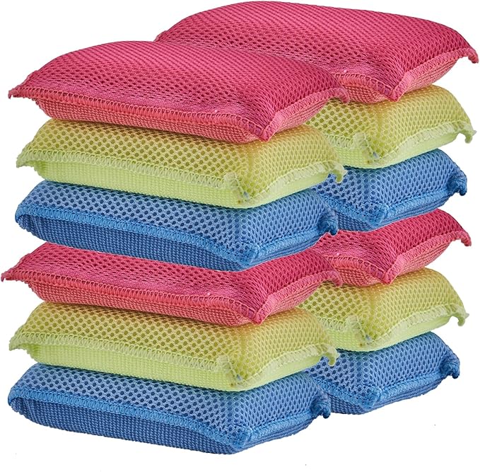Microfiber Sponges for Dishes Kitchen Sponges Non-Scratch Sponge Dish Scrubber Heavy Duty Household Cleaning Sponges Multi-Purpose Cleaning Supplies Dish Sponge Kitchen Sponges Pack of 12